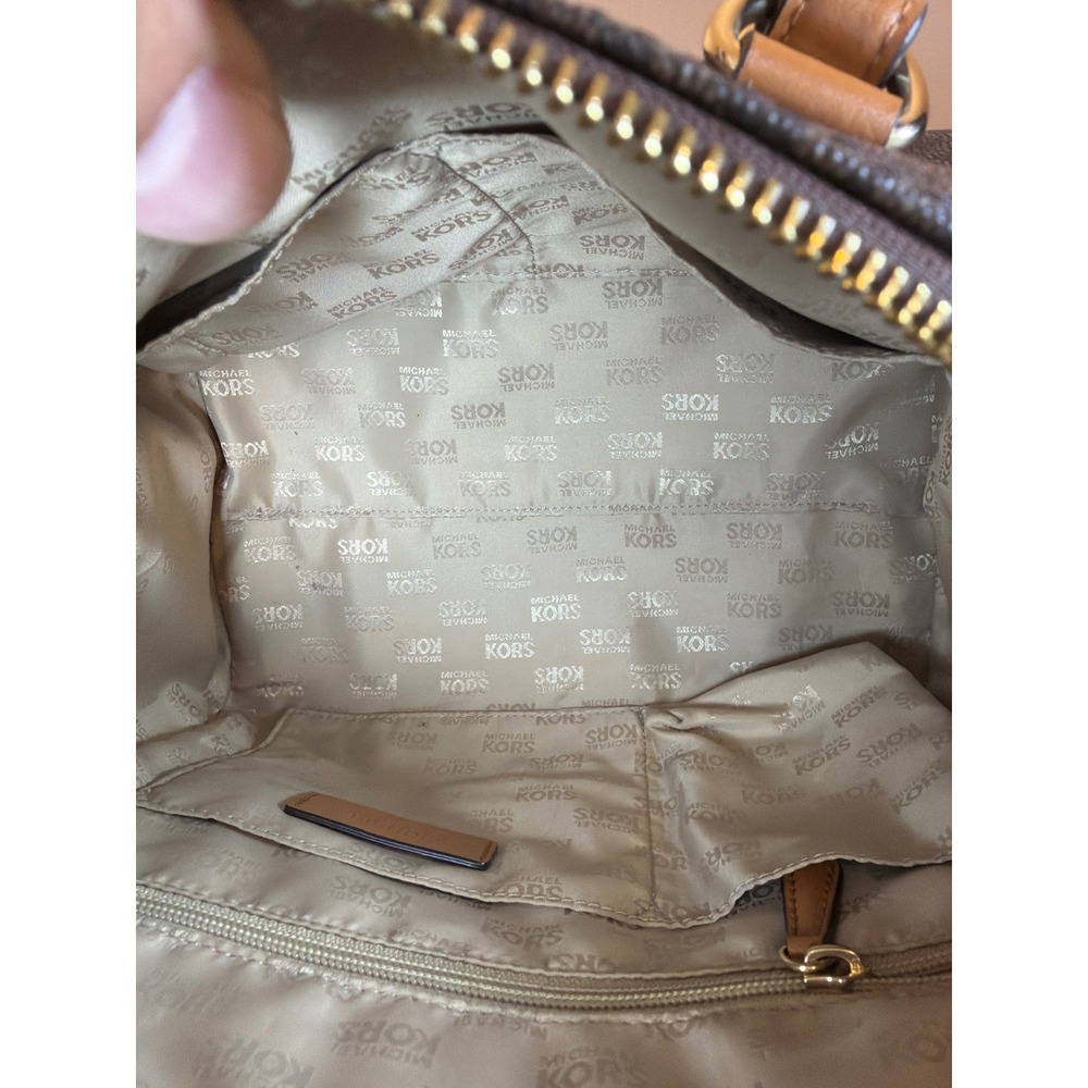 Michael Kors Signature Logo Satchel and Wallet Set Brown Tan Gold Hardware - Picture 13 of 15